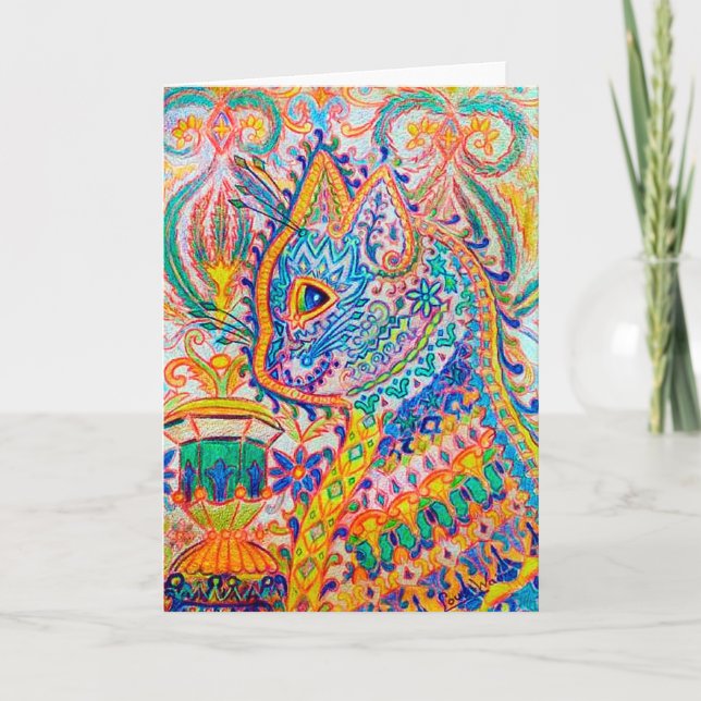 Psychedelic Cat, Louis Wain Card (Front)