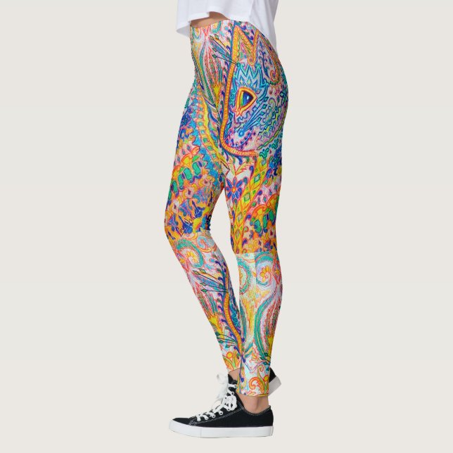 Psychedelic Cat, Louis Wain Leggings (Left)