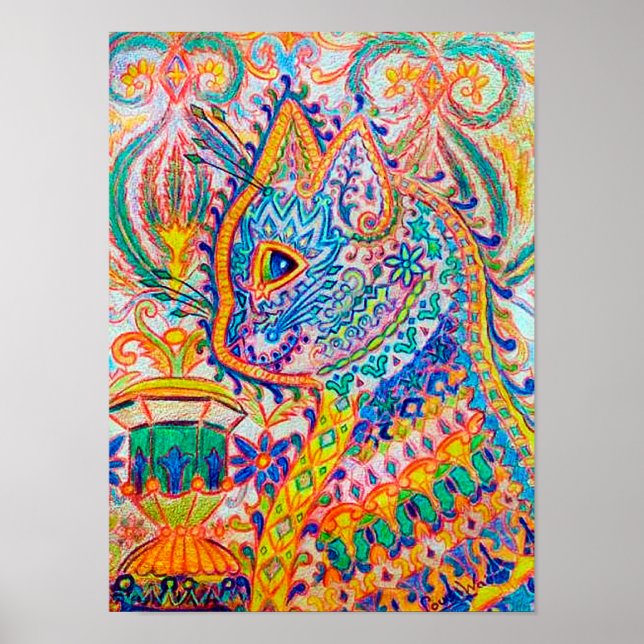 Psychedelic Cat, Louis Wain Poster (Front)