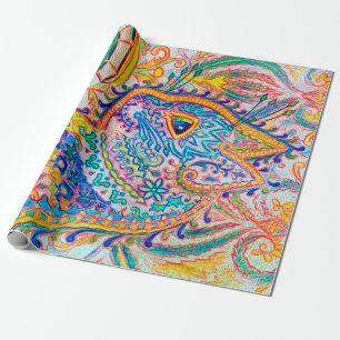 Psychedelic Cat, Louis Wain Wrapping Paper
