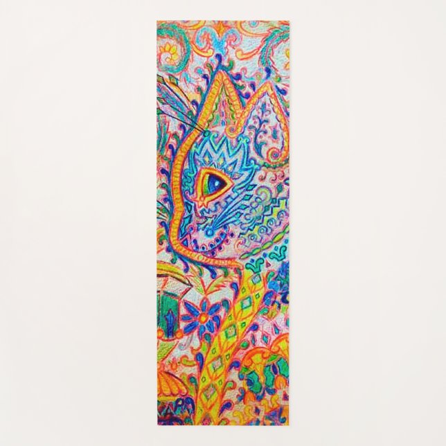Psychedelic Cat, Louis Wain Yoga Mat (Front)