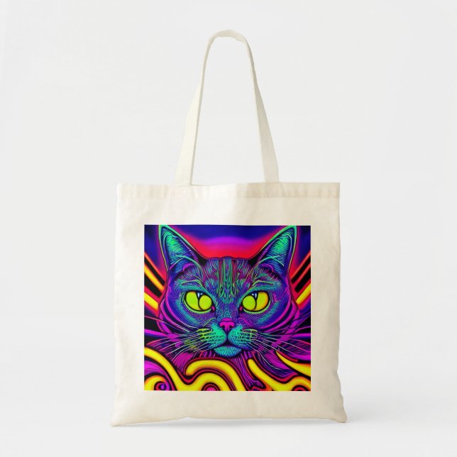 Psychedelic Cat on a Tote Bag (Front)
