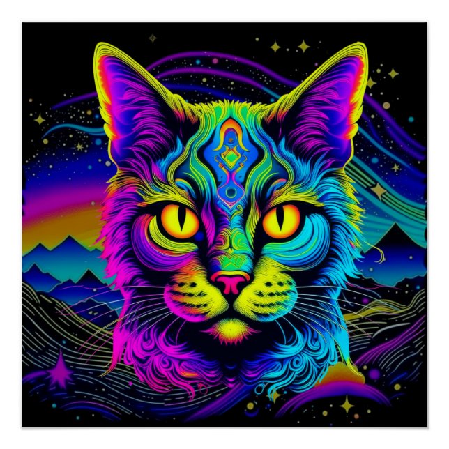 Psychedelic Cat Poster (Front)