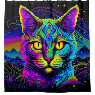 Psychedelic Cat Shower Curtain
