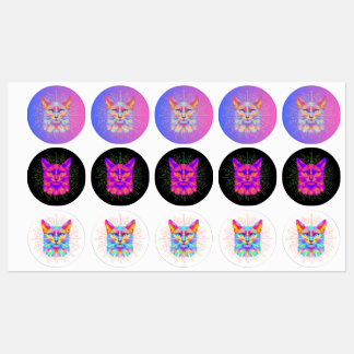 Psychedelic Cat Sticker, Waterproof