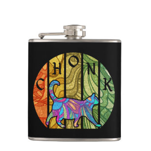 Psychedelic Cat – Trippy Feline Art Hip Flask
