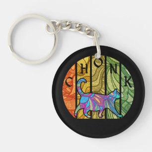 Psychedelic Cat – Trippy Feline Art Key Ring