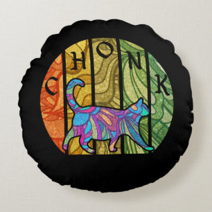 Psychedelic Cat – Trippy Feline Art Round Cushion