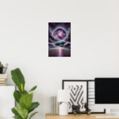 Psychedelic Celestial Rainy Beach Landscape Poster (Home Office)