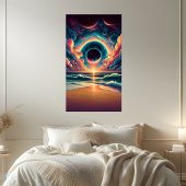 Psychedelic Celestial Sunset Beach Landscape Poster