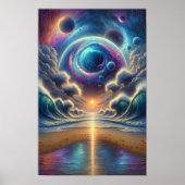 Psychedelic Celestial Sunset Beach Landscape Poster (Front)