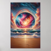 Psychedelic Celestial Sunset Beach Landscape Poster (Front)