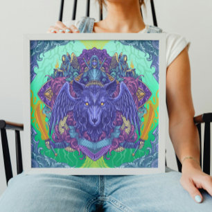 Psychedelic Celestial Wolf Poster