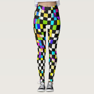 "Psychedelic Checkmate: Trippy Chequered Leggings" Leggings