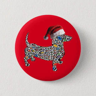 Psychedelic-Cheetah-Doxie-Santa 6 Cm Round Badge