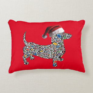 Psychedelic-Cheetah-Doxie-Santa Decorative Cushion