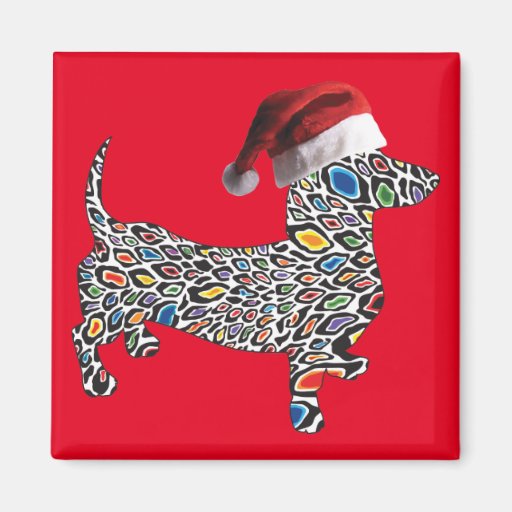Image of Psychedelic-Cheetah-Doxie-Santa Magnet
