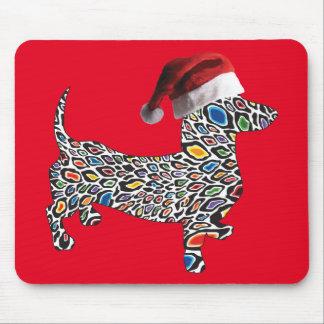 Psychedelic-Cheetah-Doxie-Santa Mouse Mat