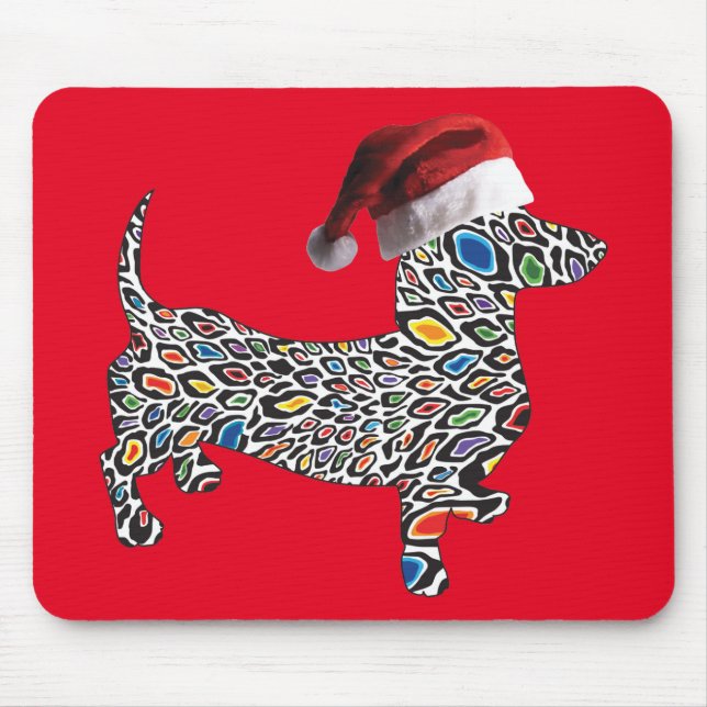 Psychedelic-Cheetah-Doxie-Santa Mouse Mat (Front)