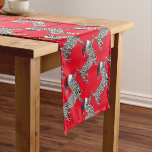 Psychedelic-Cheetah-Doxie-Santa Short Table Runner