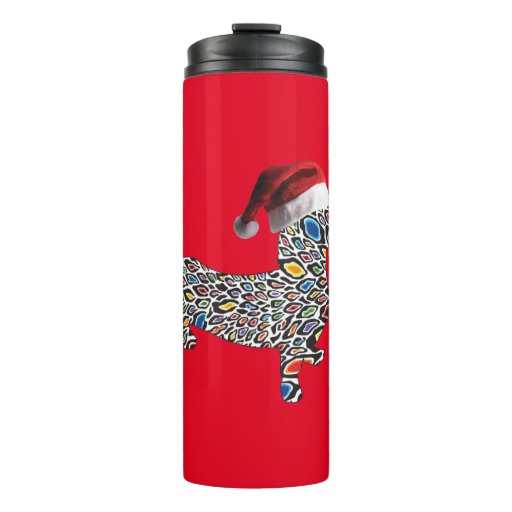 Image of Psychedelic-Cheetah-Doxie-Santa Thermal Tumbler
