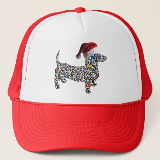 Image of Psychedelic-Cheetah-Doxie-Santa Trucker Hat