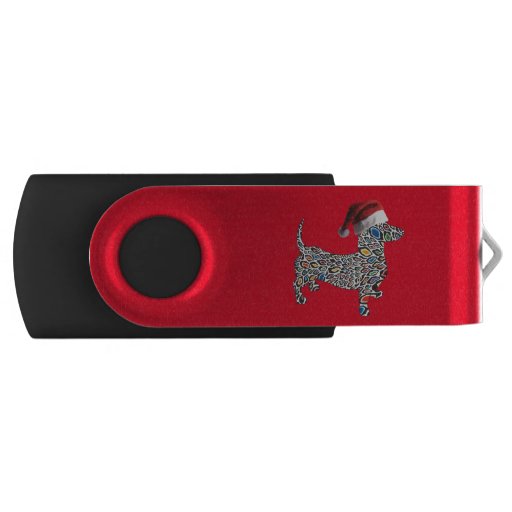 Image of Psychedelic-Cheetah-Doxie-Santa Usb Flash Drive