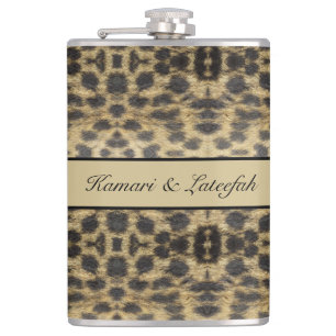 psychedelic cheetah, wild Africa customisable Hip Flask
