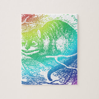 Psychedelic Cheshire Cat Trippy Alice Jigsaw Puzzle