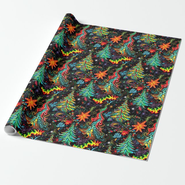 Psychedelic Christmas #2 Wrapping Paper (Unrolled)