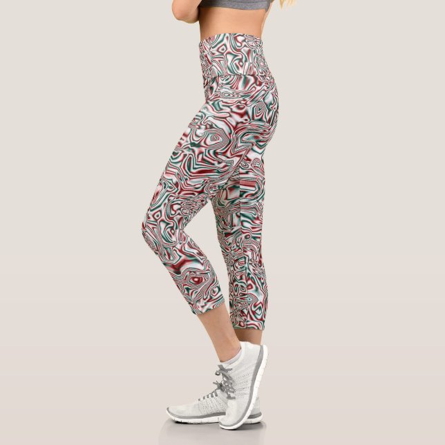 Psychedelic Christmas Capri Leggings (Left)