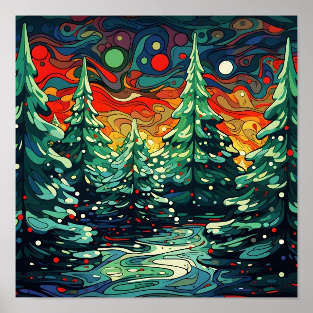 Psychedelic Christmas tree poster (Front)