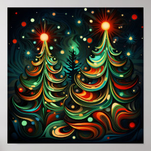 Psychedelic Christmas tree poster