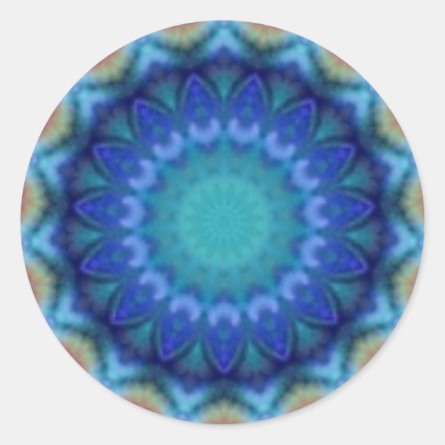 PSYCHEDELIC CIRCLES blue turquase pink violet Classic Round Sticker (Front)