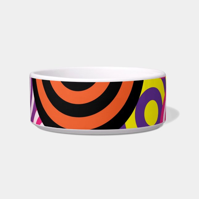 psychedelic circles cat food bowl  (Front)