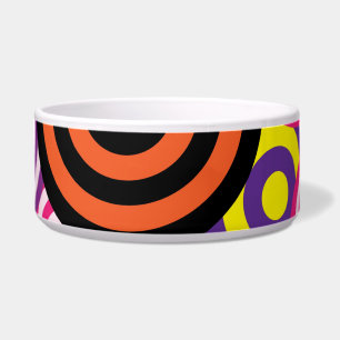 psychedelic circles cat food bowl