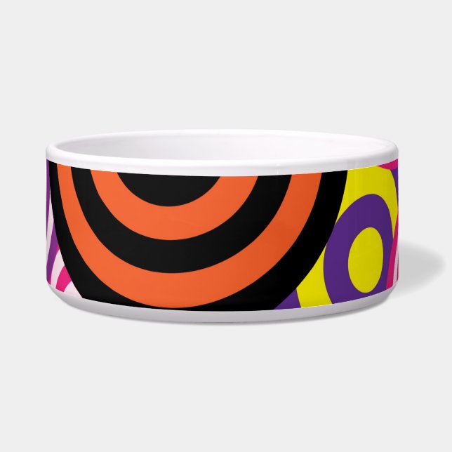 psychedelic circles cat food bowl  (Front)