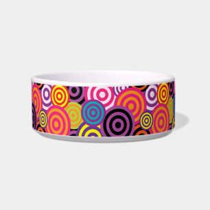 psychedelic circles cat food bowl