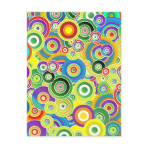 Psychedelic Circles of Colours - Cool Postcard