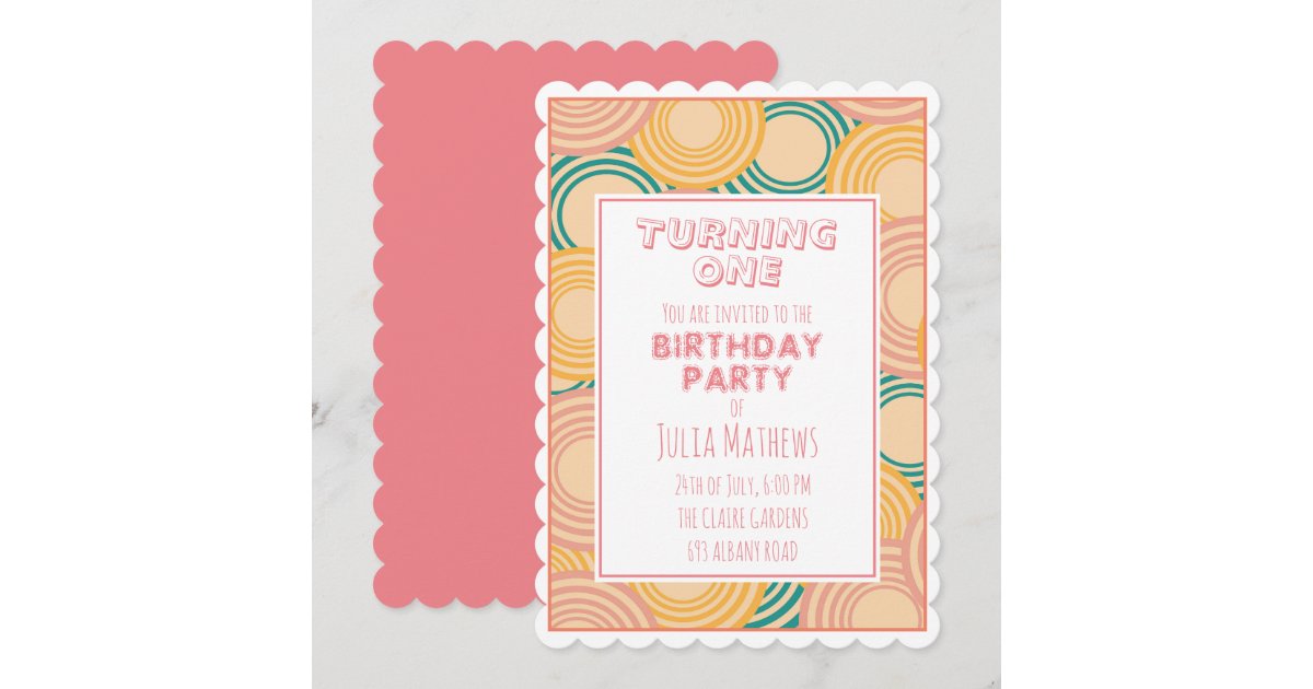 Psychedelic Circles Retro Print Invitation | Zazzle