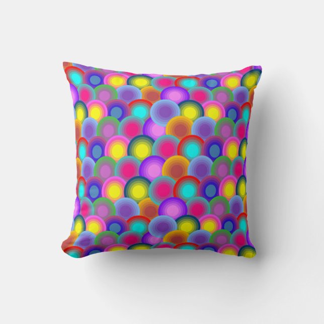 Psychedelic Circles Throw Pillow (Front)