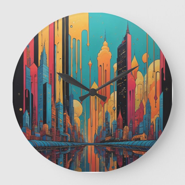 Psychedelic city  large clock (Front)