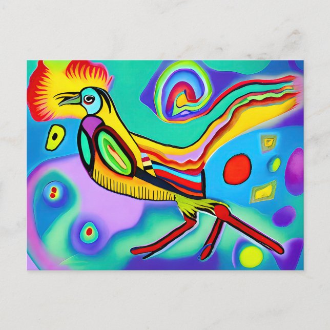 Psychedelic Cockerel: Colourful strident cockerel  Postcard (Front)