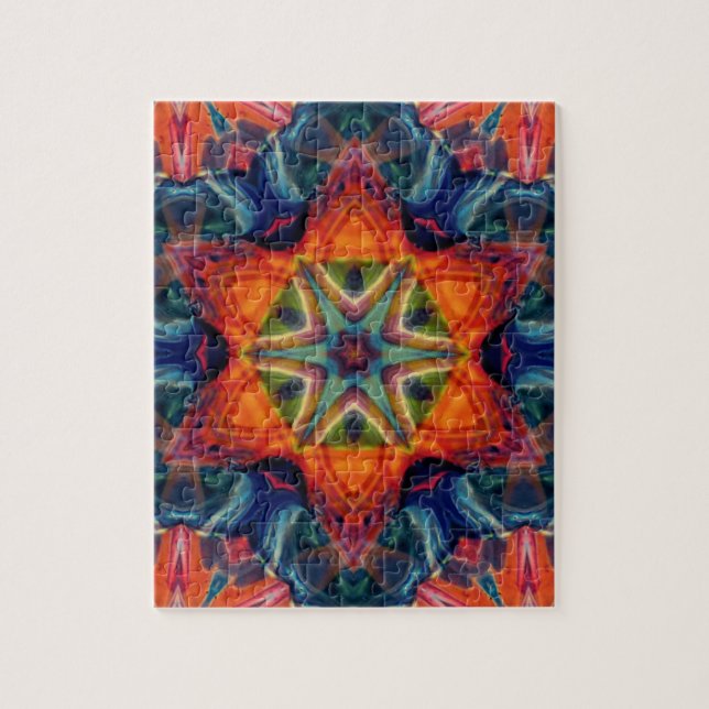 Psychedelic Colorful Kaleidoscope Pattern Jigsaw Puzzle (Vertical)