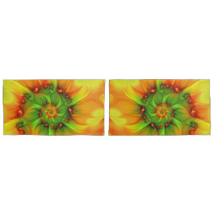 Psychedelic Colorful Modern Abstract Fractal Art Pillowcase