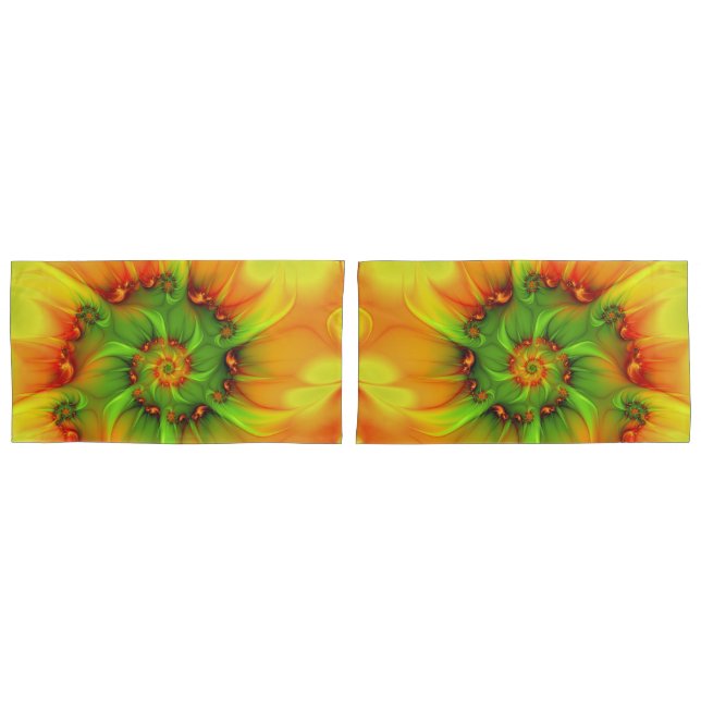 Psychedelic Colorful Modern Abstract Fractal Art Pillowcase (Front-Set)