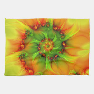Psychedelic Colorful Modern Abstract Fractal Art Tea Towel