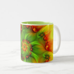 Psychedelic Colorful Modern Abstract Fractal Art Two-Tone Coffee Mug