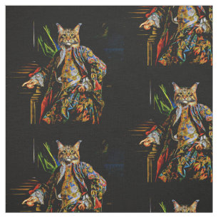 Psychedelic Colourful Abstract Fantasy Cat Fabric