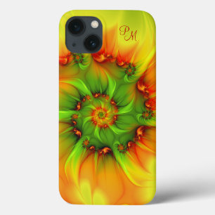 Psychedelic Colourful Abstract Fractal Art Initial iPhone 13 Case